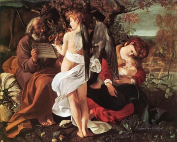 Caravaggio Painting - Descanso en Vuelo a Egipto Caravaggio